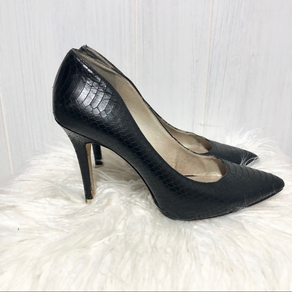 Michael Kors Avra Black Snakeskin Pumps